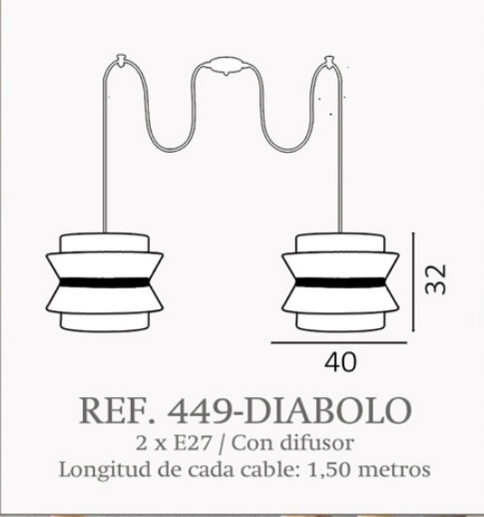 Lámpara de techo moderno DIABOLO 2 luces Personalizable - Imagen 2