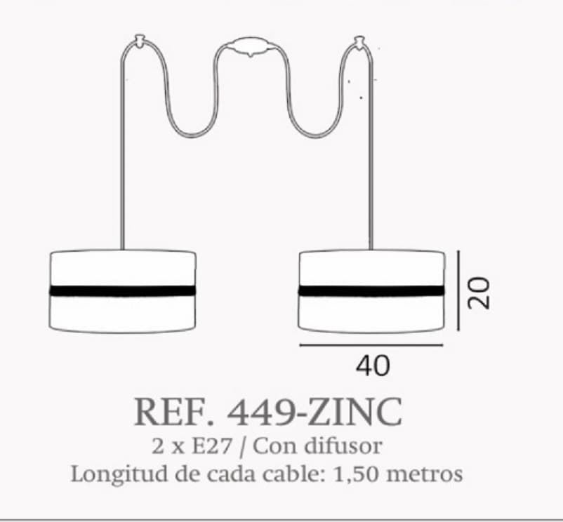 Lámpara de techo moderno ZINC 2 luces Personalizable - Imagen 2