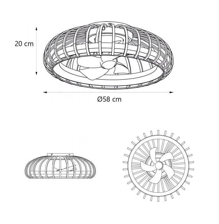 Plafón ventilador de techo moderno RAMSES c/ motor rotativo - Imagen 3